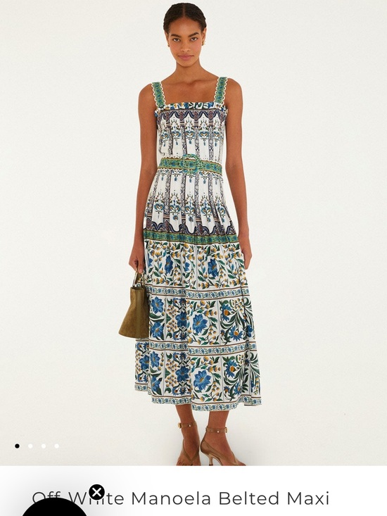 FARM Rio Dresses & Skirts - FARM Rio Off-White, Blue & Green Tiered Smocked Maxi Dress